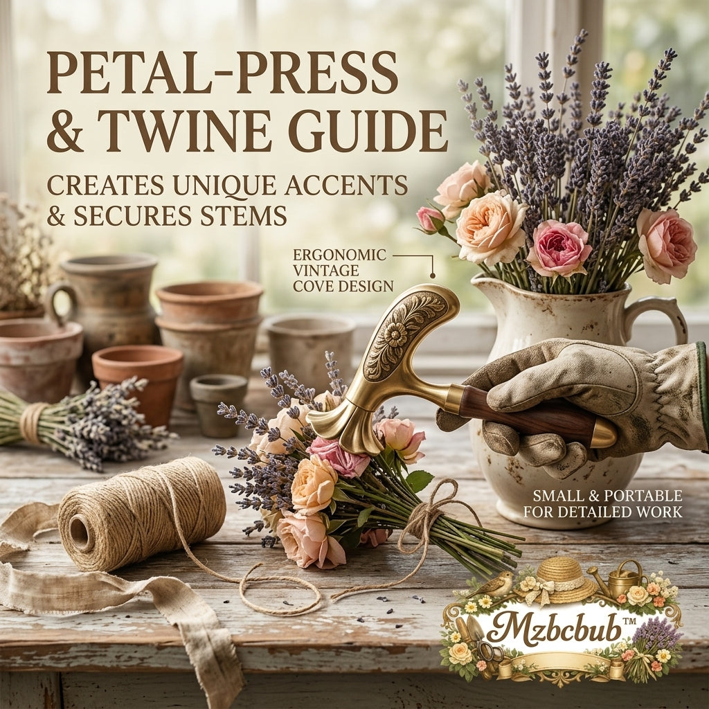 Mzbcbub™ Vintage Brass Petal-Press & Twine Guide - Ergonomic Floral Arrangement Tool, Portable Flower Stem Securer & Stem Shaper for Bouquet DIY, Garden Crafts, and Professional Florists