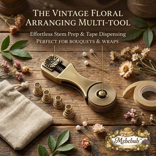 Mzbcbub™ Vintage Floral Arranging Multi-Tool – 2-in-1 Professional Stem Stripper & Tape Dispenser – Antique Brass Style DIY Crafting Set for Bouquets, Corsages & Wedding Decor